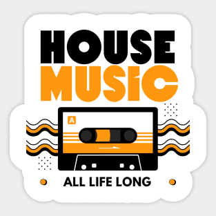 HOUSE MUSIC  - Cassette (Orange/Black) Sticker